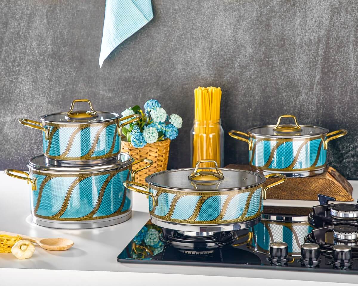 OZ LIFE, Cookwaer, 8PCS, Turkish Stanls Steel Set 18/10, Good Quality, Glass Lid طقم ستانلس ستيل من العيار الثقيل 18/10 , 8قطع صنع في تركيا من ماركة اوز لايف بغطاء زجاج OZ LIFE, Cookwaer, 8PCS, Turkish Stanls Steel Set 18/10, Good Quality, Glass Lid طقم ستانلس ستيل من العيار الثقيل 18/10 , 8قطع صنع في تركيا من ماركة اوز لايف بغطاء زجاج
